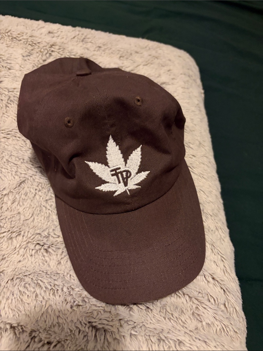 Women's Brown Embroidered Leaf Cap